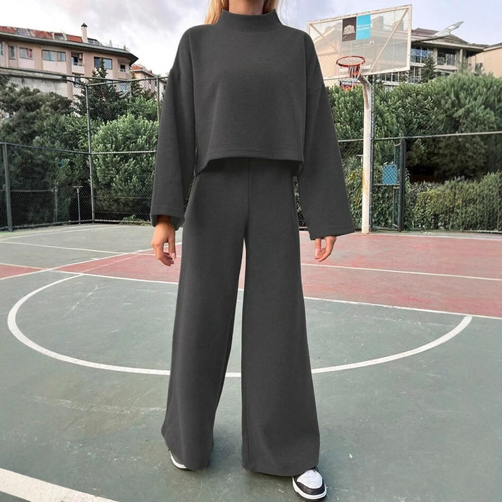 Casual Laid-back Style Knitted Long-sleeved Top Loose Comfortable Trousers Suit-Suits & Sets-Zishirts