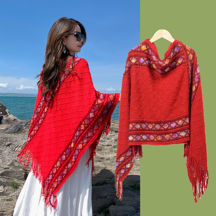 Autumn And Winter New Ethnic Style Shawl Travel Tassel Cloak-Scarves & Wraps-Zishirts