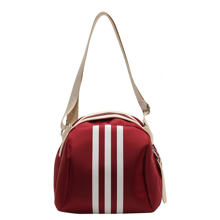 Striped Nylon Shell Bag Trendy Crossbody-Women's Bags-Zishirts