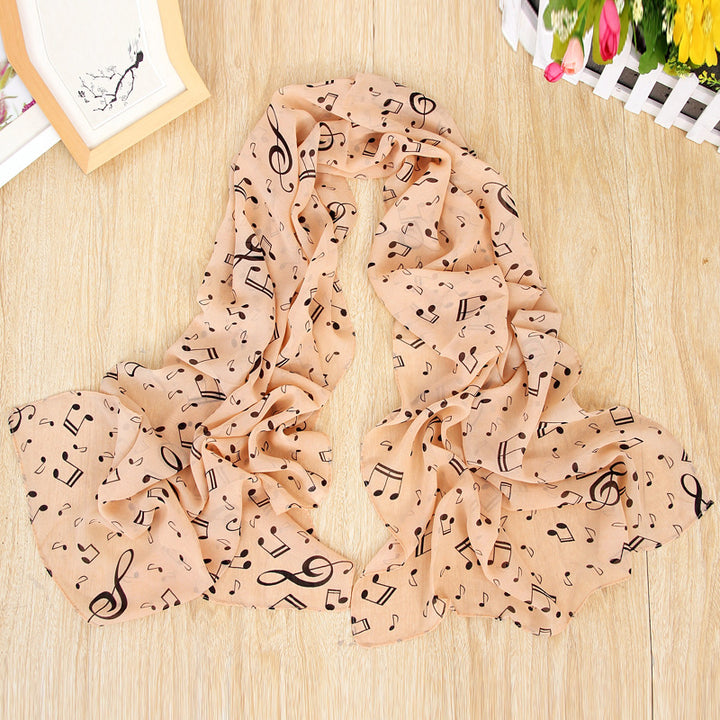 Women's Fashion Casual Note Print Chiffon Silk Scarf-Scarves & Wraps-Zishirts