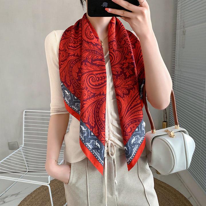 New 90cm Twill Silk Large Square Women's Shawl-Scarves & Wraps-Zishirts