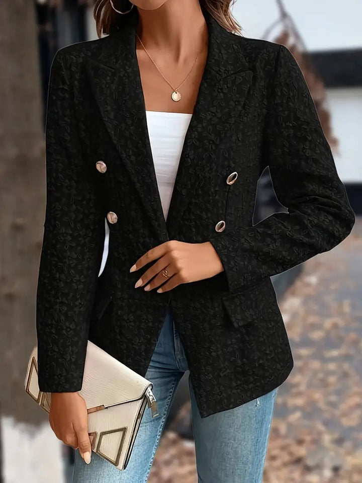 Winter Fashion Temperament Pure Color Double Breasted Blazer Women's Clothing-Jackets-Zishirts