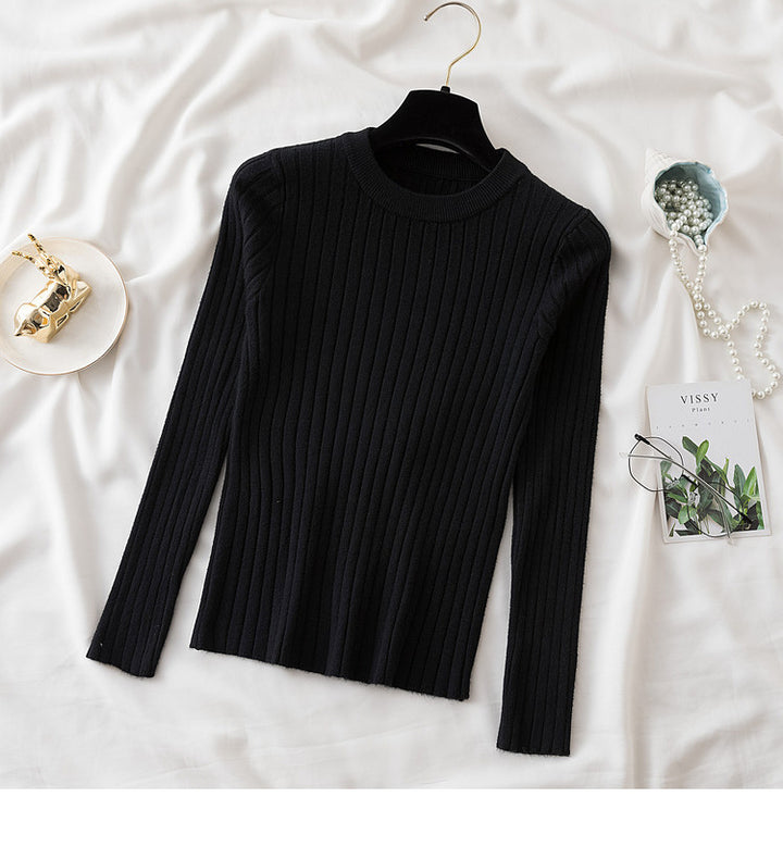 New Round Neck Sunken Stripe Knitwear For Women-Sweaters-Zishirts