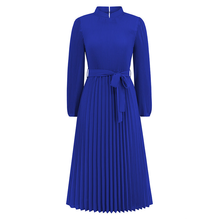 Women's Fashion Graceful Stand Collar Puff Sleeve Dress-Lady Dresses-Zishirts