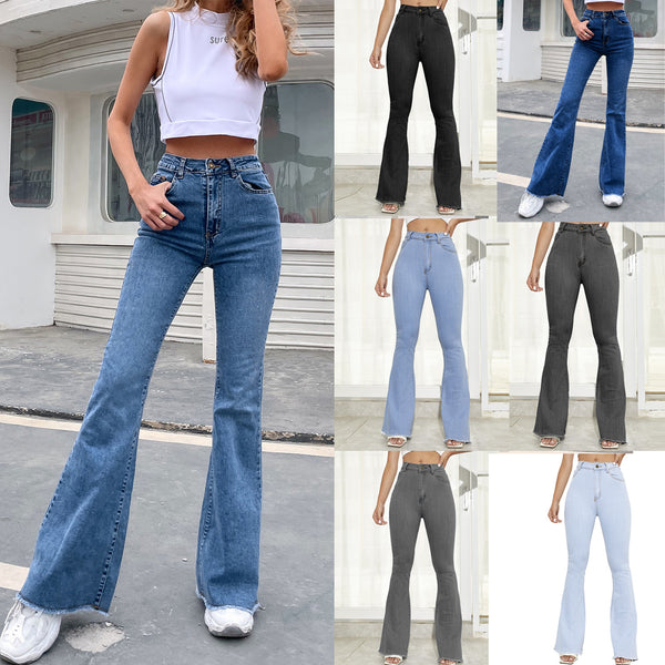 Wide Leg Elastic Stitching Denim Durable And Comfortable-Woman Jeans-Zishirts