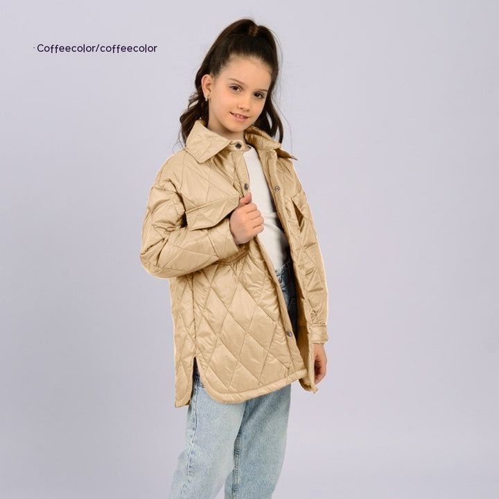 Workwear Loose Rhombus Cotton Clothing Cotton Coat Daughter-Jackets-Zishirts