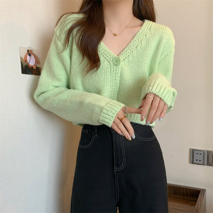 Women's Knitted Cardigan Short Sweater-Sweaters-Zishirts