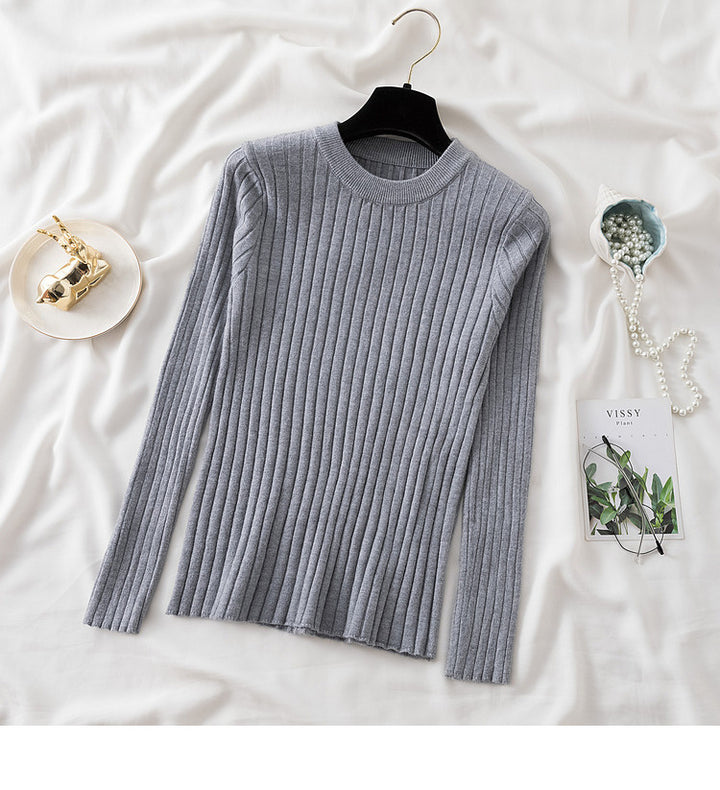 New Round Neck Sunken Stripe Knitwear For Women-Sweaters-Zishirts