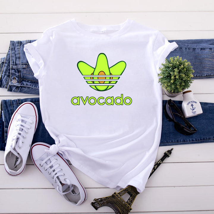 Creative Funny Avocado Casual Short-sleeved Women's T-shirt-Blouses & Shirts-Zishirts