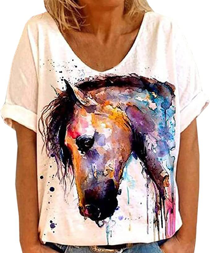 Women's Loose Round Neck T-shirt-Blouses & Shirts-Zishirts