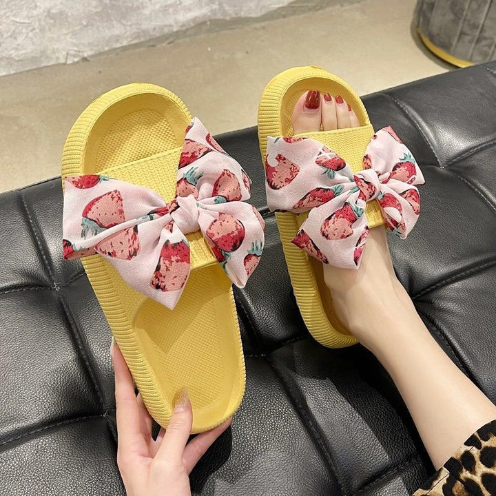 Women's Fashion Casual Strawberry Bow Casual Slippers-Womens Footwear-Zishirts