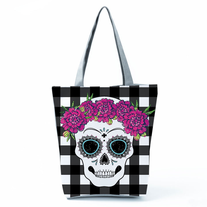 Portable Large Capacity Skull Printed Handbag-Women's Bags-Zishirts