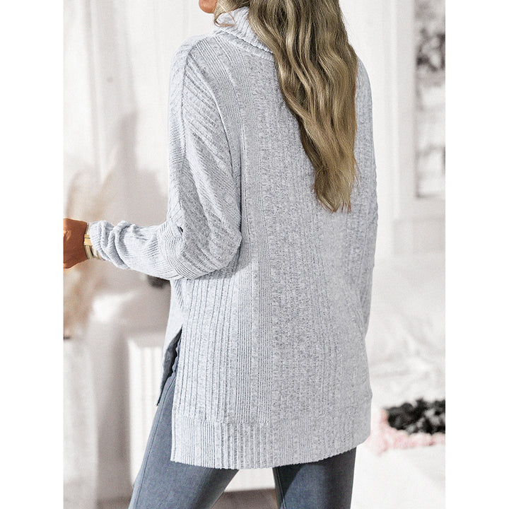 Women's Fashion Casual Turtleneck Fleece Knitted Long-sleeved Top-Blouses & Shirts-Zishirts