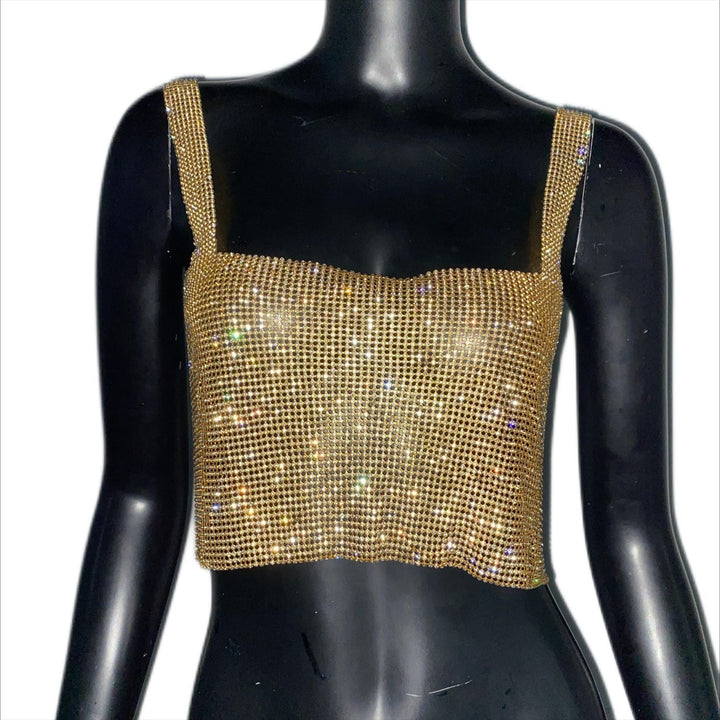 Women's Rhinestone Hot Girl Camisole Carnival Super Shiny Metal Rhinestone Top-Women's Outerwear 2023-Zishirts