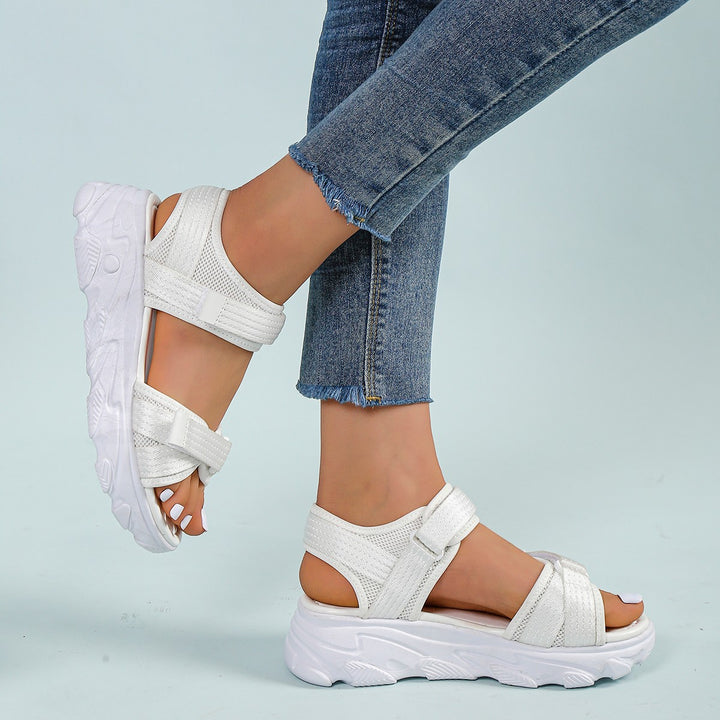 Women's Platform Round Toe Peep Toe Velcro Casual Sandals-Womens Footwear-Zishirts