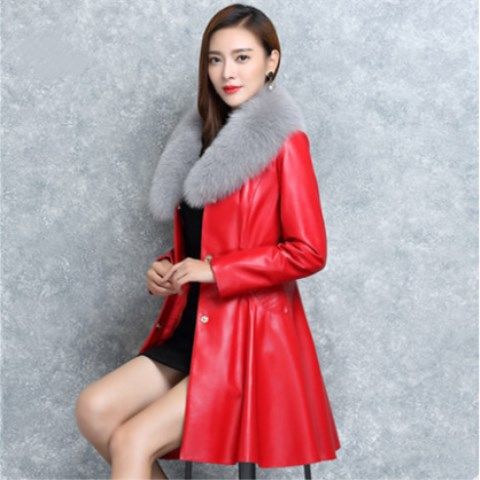 Women's Faux Fox Fur Collar Fur Coat-Jackets-Zishirts