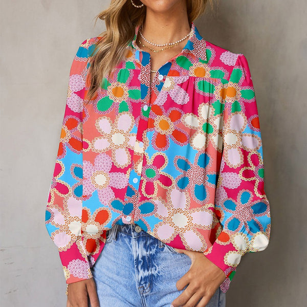 Multi-Color Puff Sleeve Shirt Female European And American-Blouses & Shirts-Zishirts