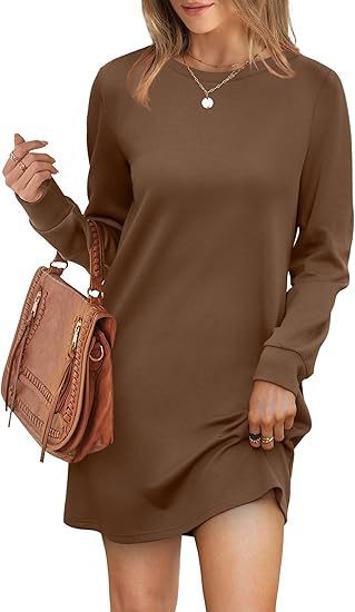 Back Fold Pocket Long Sleeve Sweater Dress-Lady Dresses-Zishirts