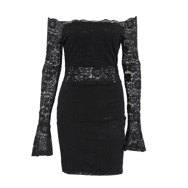 Off-shoulder Lace Dress Women's Cinched Bodycon-Lady Dresses-Zishirts