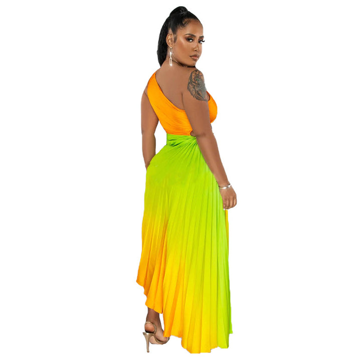 Gradient Sexy Pleated Dress-Lady Dresses-Zishirts