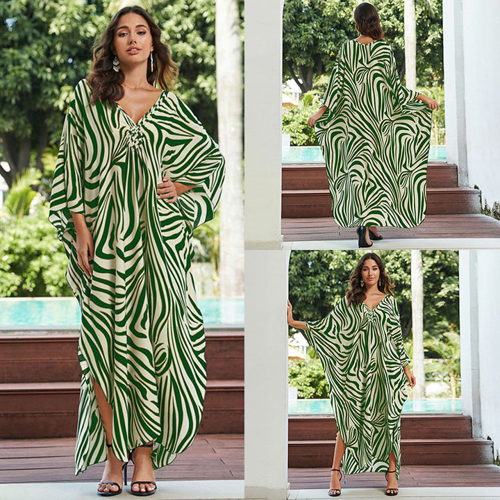 Cotton Beach Cover-up Vacation Sun Protection Long Dress-Womens 2024 March-Zishirts