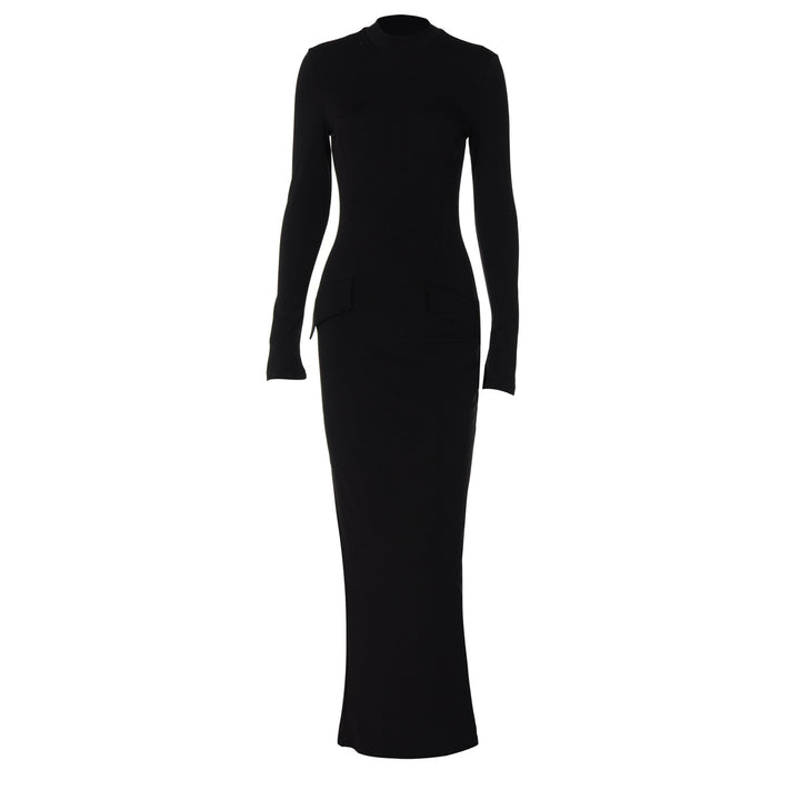 Women's Fashion Half-high Collar Long Sleeves Long Dress-Lady Dresses-Zishirts