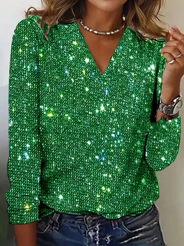 Women's Pure Color Sequins Long-sleeved T-shirt-Women's Outerwear 2023-Zishirts