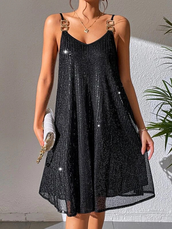 European And American Style Elegant Sequins Dress-Lady Dresses-Zishirts