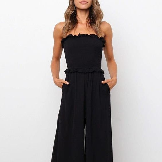 European And American Leisure Loose Sleeveless Jumpsuit-Womens 2024 March-Zishirts