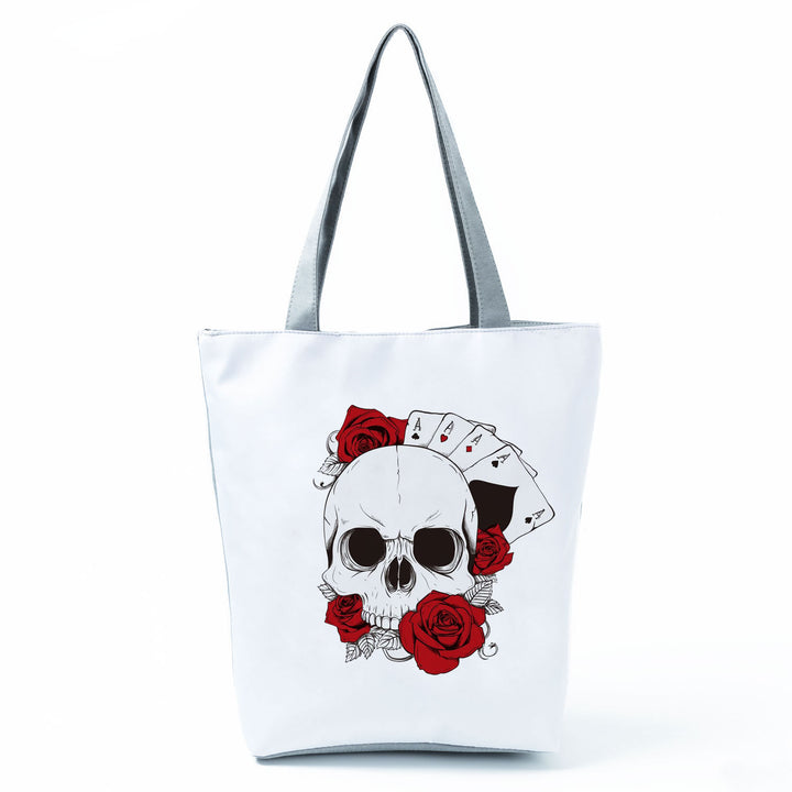 Portable Large Capacity Skull Printed Handbag-Women's Bags-Zishirts