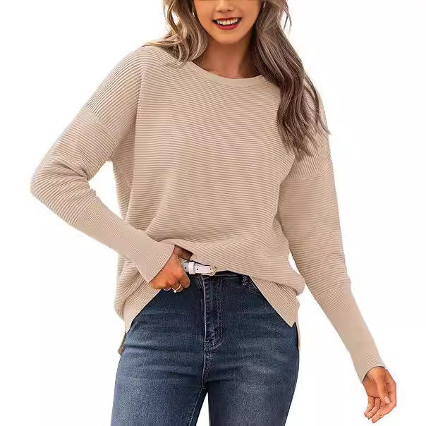 Autumn Winter Sweater Casual Striped Round Neck Sweater-0-Zishirts