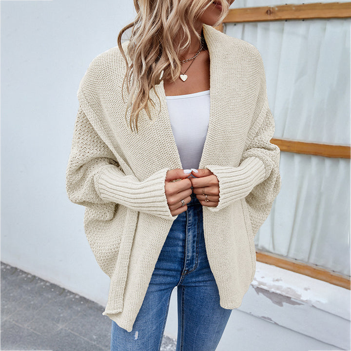 New Loose Knitted Sweater Solid Color Bat Sleeve Large Lapel Cardigan Autumn And Winter Fashion Jacket For Women Clothing-Jackets-Zishirts