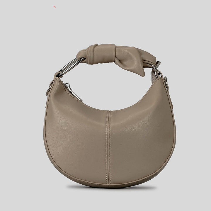 Fashionable Simple Soft Pu Saddle Bag Women's Niche Stitching Knotted Handbag-Women's Bags-Zishirts