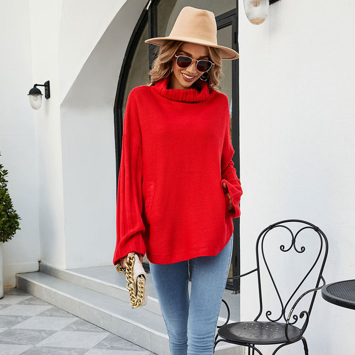 New Solid Color Pullover Knitwear Women's Loose Plus Size Turtleneck Sweater-Sweaters-Zishirts