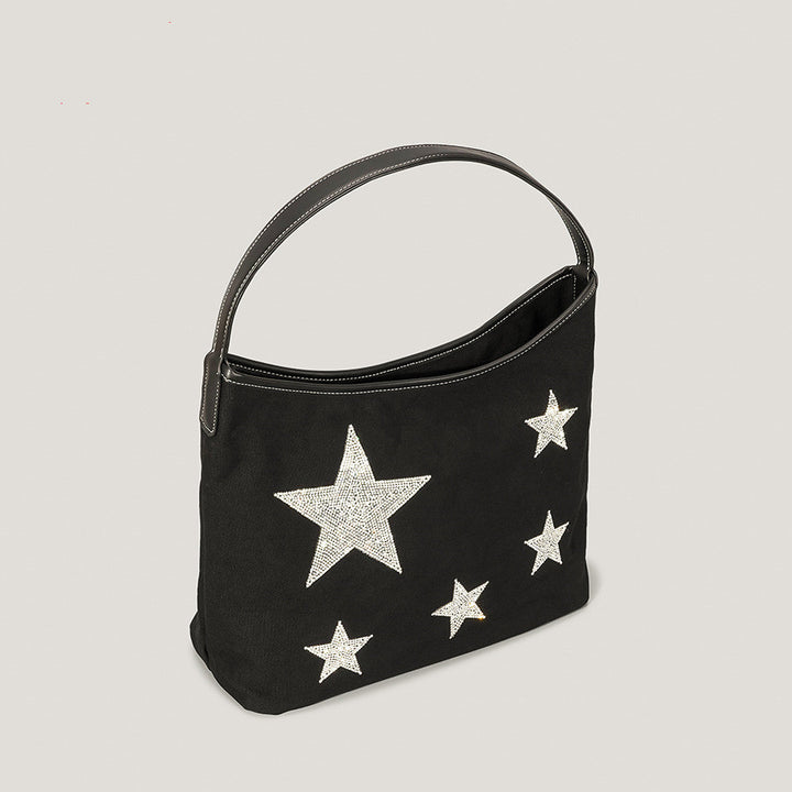 Retro Five-pointed Star Rhinestone Tote Bag For Women-Women's Bags-Zishirts