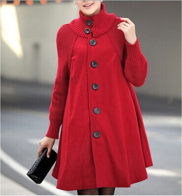 Plus Size Women's Mid-length Loose Woolen Coat-Jackets-Zishirts