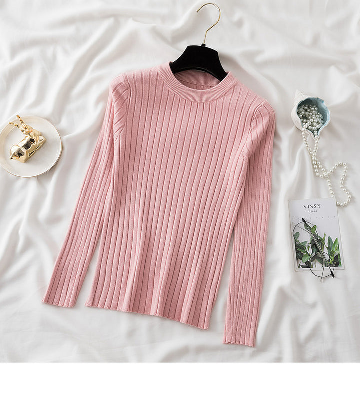 New Round Neck Sunken Stripe Knitwear For Women-Sweaters-Zishirts