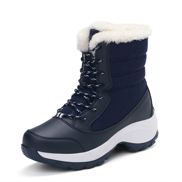 Snow Boots Female High To Help Waterproof Ladies Cotton Shoes Boots Plus Velvet Shoes-Womens Footwear-Zishirts