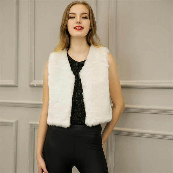 Women's Imitation Fur Fur Vest-Sweaters-Zishirts