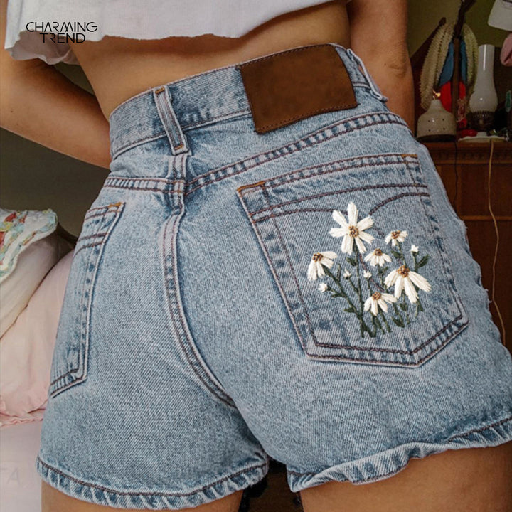 Printed Summer Artistic Vintage Women's Clothing Denim Shorts-Womens 2024 March-Zishirts