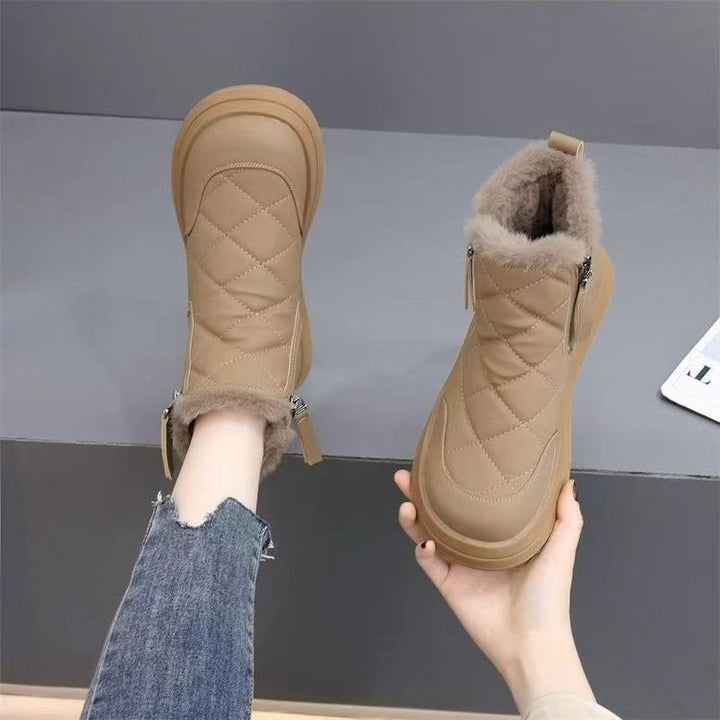 Snow Boots For Women Winter New Fleece-lined Thickened Northeast China Cotton Shoes Waterproof Non-slip Warm-Womens Footwear-Zishirts