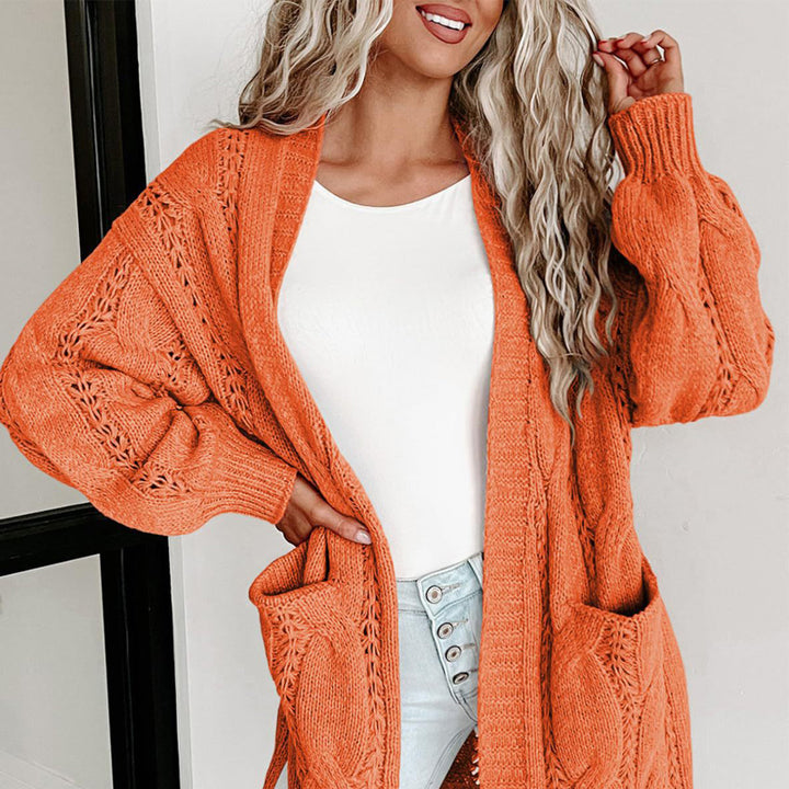 Autumn And Winter European And American Style Women Long Cardigan Long Sleeve Sweater With Pockets-Sweaters-Zishirts