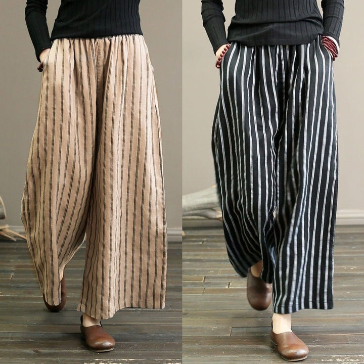 Striped Wide-leg Pants Female Summer-Womens 2024 March-Zishirts