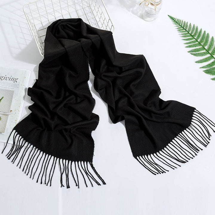 Men's And Women's Fashion Versatile Tassel Solid Color Scarf-Scarves & Wraps-Zishirts