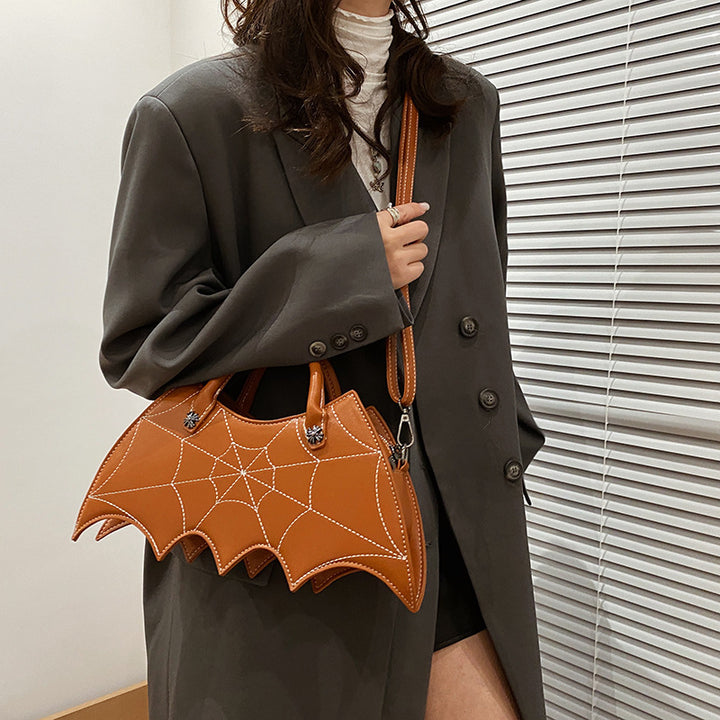 Halloween Spider Web Shape Shoulder Bags Personality Batgirl Tide Pu Handbags Fashoin Messenger Crossbody Bag-Womens 2024 March-Zishirts