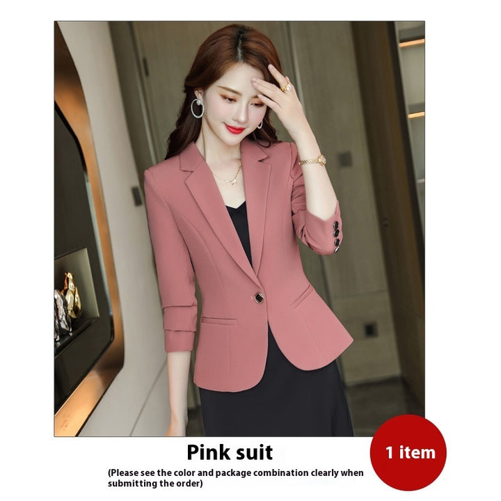 Korean Style Casual Slim Fit Waist-tight Spring And Autumn Black Small Business Suit-Womens 2024 March-Zishirts