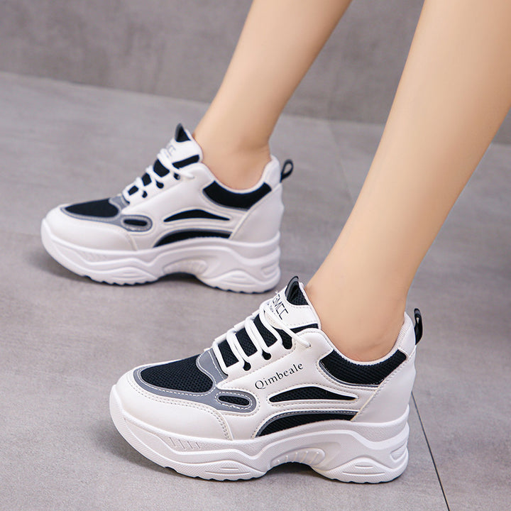 Height Increasing Insole Dad Shoes Mesh Casual Sneakers Platform Running Tourism White Shoes-Womens Footwear-Zishirts