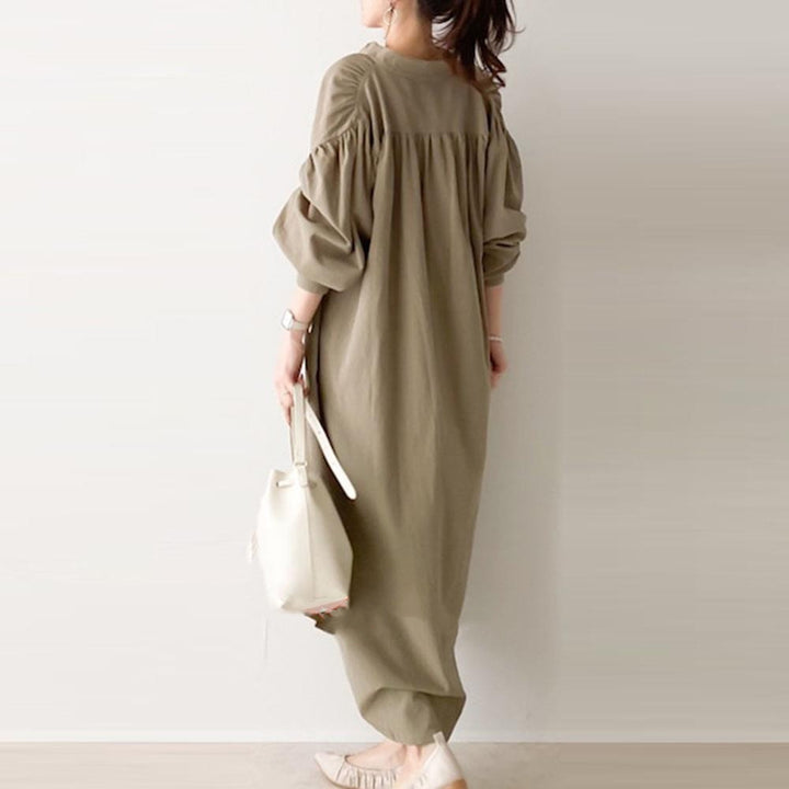 Fall New Loose Cotton And Linen Shirt Dress-Lady Dresses-Zishirts