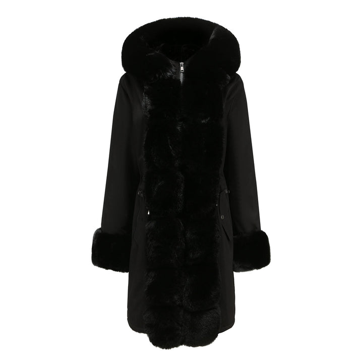 Women's Cotton-padded Coat Detachable Fur Collar Mid-length Long Sleeve Parka-Women's Outerwear 2023-Zishirts