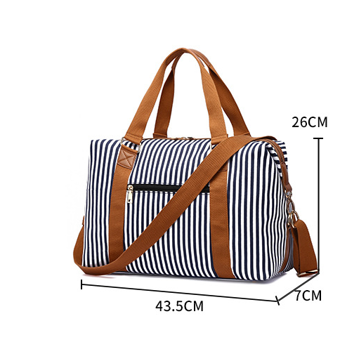 Women's Canvas Striped Travel Bag-Women's Bags-Zishirts